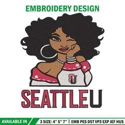 seattle university girl embroidery design, ncaa embroidery, embroidery design, logo sport embroidery,sport embroidery