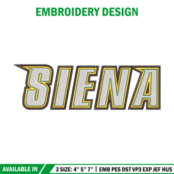 siena college logo embroidery design, ncaa embroidery, sport embroidery, logo sport embroidery,embroidery design