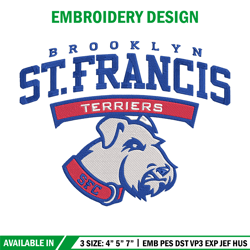 st. francis brooklyn logo embroidery design, ncaa embroidery, sport embroidery, logo sport embroidery, embroidery design