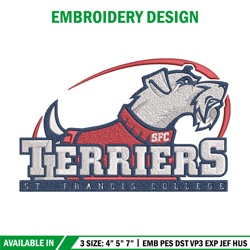 st. francis college mascot embroidery design, ncaa embroidery,embroidery design,logo sport embroidery,sport embroidery