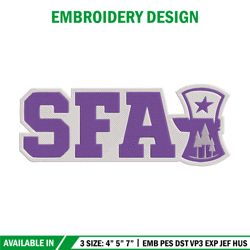 stephen f austin logo embroidery design, ncaa embroidery,sport embroidery,logo sport embroidery,embroidery design
