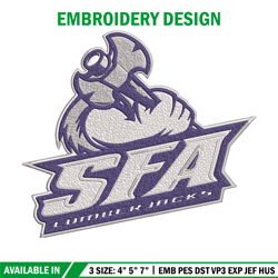 stephen f austin state logo embroidery design, ncaa embroidery, sport embroidery,logo sport embroidery,embroidery design