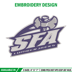 stephen f. austin logo embroidery design, ncaa embroidery, sport embroidery, embroidery design, logo sport embroidery