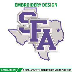 stephen f. austin logo embroidery design, ncaa embroidery, sport embroidery, embroidery design,logo sport embroidery