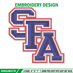 stephen f. austin logo embroidery design, ncaa embroidery,embroidery design,logo sport embroidery,sport embroidery