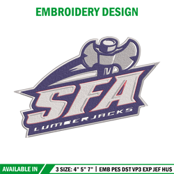 stephen f. austin logo embroidery design,ncaa embroidery,sport embroidery, logo sport embroidery,embroidery design