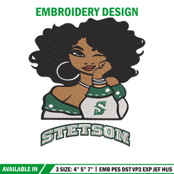 stetson hatters girl embroidery design, ncaa embroidery, embroidery design, logo sport embroidery,sport embroidery