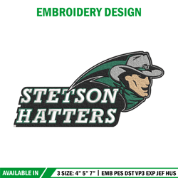 stetson hatters logo embroidery design, ncaa embroidery, sport embroidery, logo sport embroidery,embroidery design