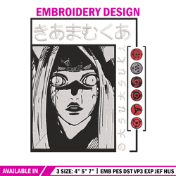 otsutsuki kaguya embroidery design, naruto embroidery, embroidery file, anime embroidery, anime shirt, digital download