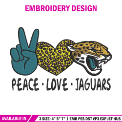 peace love jaguars embroidery design, jaguars embroidery, nfl embroidery, logo sport embroidery, embroidery design.