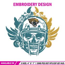 skull helmet jacksonville jaguars embroidery design, jacksonville jaguars embroidery, nfl embroidery, sport embroidery.