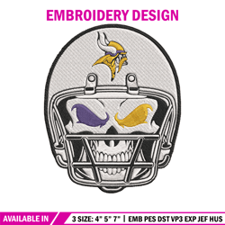 skull helmet minnesota vikings embroidery design, minnesota vikings embroidery, nfl embroidery, logo sport embroidery.