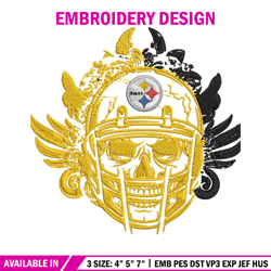 skull helmet pittsburgh steelers embroidery design, steelers embroidery, nfl embroidery, logo sport embroidery.