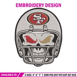 skull helmet san francisco 49ers embroidery design, 49ers embroidery, nfl embroidery, logo sport embroidery.