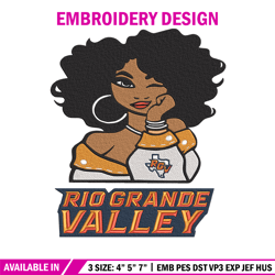 utrgv vaqueros girl embroidery design, ncaa embroidery, embroidery design, logo sport embroidery, sport embroidery.