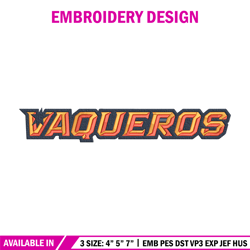 utrgv vaqueros logo embroidery design, ncaa embroidery, embroidery design, logo sport embroidery, sport embroidery.