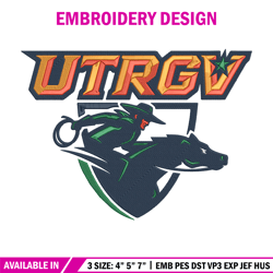 utrgv vaqueros logo embroidery design, ncaa embroidery, sport embroidery,logo sport embroidery,embroidery design