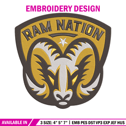 vcu rams logo embroidery design, ncaa embroidery, sport embroidery, logo sport embroidery, embroidery design