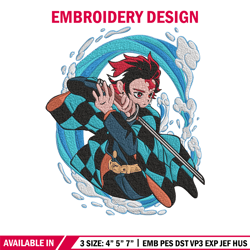 tanjiro poster embroidery design,demon slayer embroidery, embroidery file,anime embroidery,anime shirt,digital download