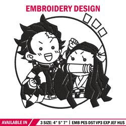 tanjiro x nezuko embroidery design, demon slayer embroidery, embroidery file, anime embroidery, digital download