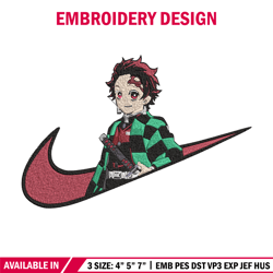 tanjiro x nike embroidery design, demon slayer embroidery, embroidery file, nike embroidery,anime shirt,digital download