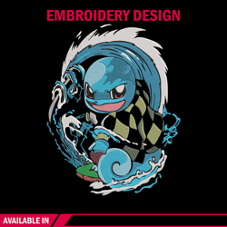 tanjiro x squirtle embroidery design, pokemon embroidery, embroidery file, anime embroidery,anime shirt,digital download