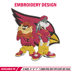 taz and bugs kriss kross arizona cardinals embroidery design, cardinals embroidery, nfl embroidery, sport embroidery.