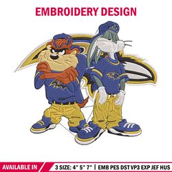 taz and bugs kriss kross baltimore ravens embroidery design, ravens embroidery, nfl embroidery, sport embroidery.