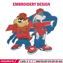 taz and bugs kriss kross buffalo bills embroidery design, buffalo bills embroidery, nfl embroidery, sport embroidery.