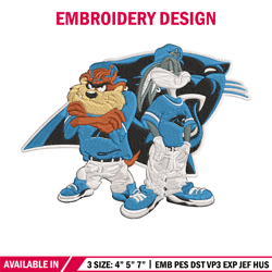 taz and bugs kriss kross carolina panthers embroidery design, panthers embroidery, nfl embroidery, sport embroidery.