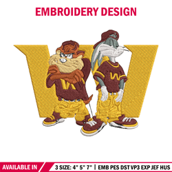 taz and bugs kriss kross commanders embroidery design, commanders embroidery, nfl embroidery, sport embroidery