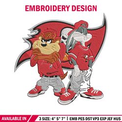 taz and bugs kriss kross tampa bay buccaneers embroidery design, buccaneers embroidery, nfl embroidery, sport embroidery