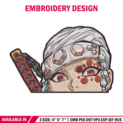tengen peeker embroidery design, demon slayer embroidery, embroidery file, anime embroidery, digital download