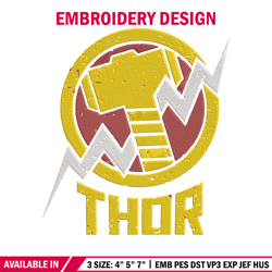 thor logo embroidery design, marvel embroidery, embroidery file, anime embroidery, anime shirt, digital download