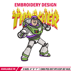 thrasher buzz lightyear embroidery design, buzz lightyear embroidery, cartoon design, embroidery file, instant download.