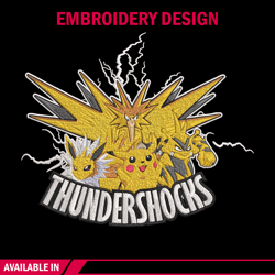 thundersocks embroidery design, pokemon embroidery, embroidery file, anime embroidery, anime shirt, digital download.