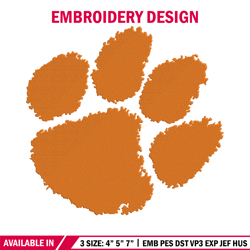 tiger paws logo embroidery design, ncaa embroidery, sport embroidery,logo sport embroidery,embroidery design