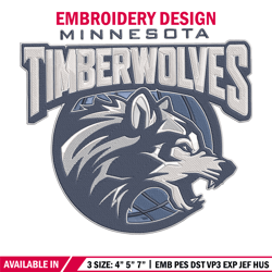 timberwolves design embroidery design, nba embroidery, sport embroidery, embroidery design, logo sport embroidery.