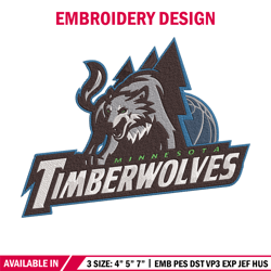 timberwolves logo embroidery design, nba embroidery, sport embroidery, embroidery design, logo sport embroidery