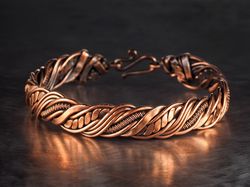 copper wire wrapped bracelet unisex wirewrapart unique copper jewelry