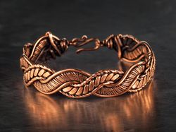 Unique handmade copper wire wrapped bracelet, Wire woven 7th Anniversary gift, Handcrafted Wire Wrap Art jewelry Unisex