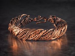 copper wire work bracelet for her, 7th wedding anniversary gift, unique pure copper wire wrapped jewelry by wirewrapart