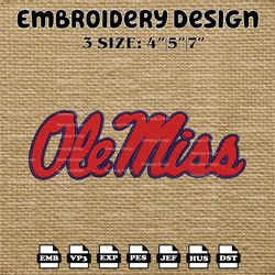 ncaa ole miss rebels logo embroidery designs, embroidery files, ncaa ole miss rebels, machine embroidery designs