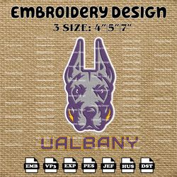 ncaa albany great danes logo embroidery designs, ncaa machine embroidery designs, embroidery files