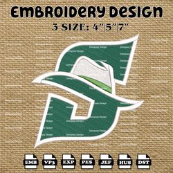 ncaa stetson hatters logo embroidery designs, ncaa stetson hatters machine embroidery designs, embroidery files