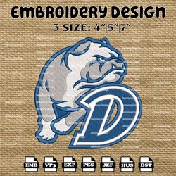 ncaa drake bulldogs logo embroidery designs, ncaa machine embroidery designs, embroidery files