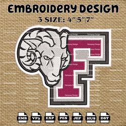 ncaa fordham rams logo embroidery designs, ncaa machine embroidery designs, embroidery files