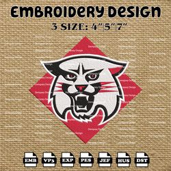 ncaa davidson wildcats logo embroidery designs, ncaa machine embroidery designs, embroidery files