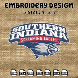 ncaa southern indiana screaming eagles logo embroidery designs, ncaa machine embroidery designs, embroidery files