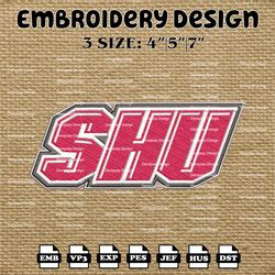 ncaa sacred heart pioneers logo embroidery designs, ncaa machine embroidery designs, embroidery files